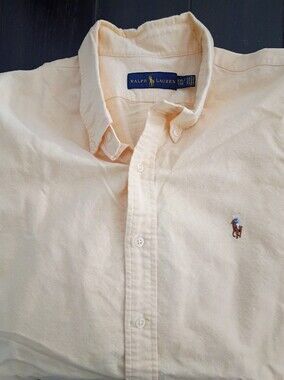 Ralph Lauren Men's Button-Down Shirt in Yellow with Polo Emblem